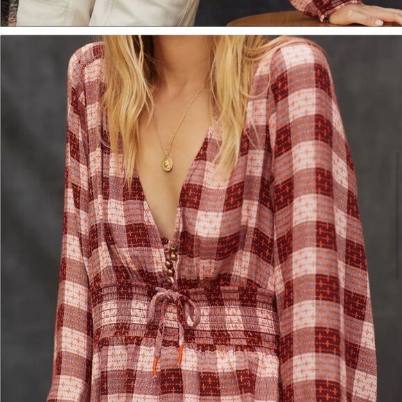 NWT Anthropologie Pilcro Deep-V Neck
Plaid Blouse Top Size L - Picture 2 of 10